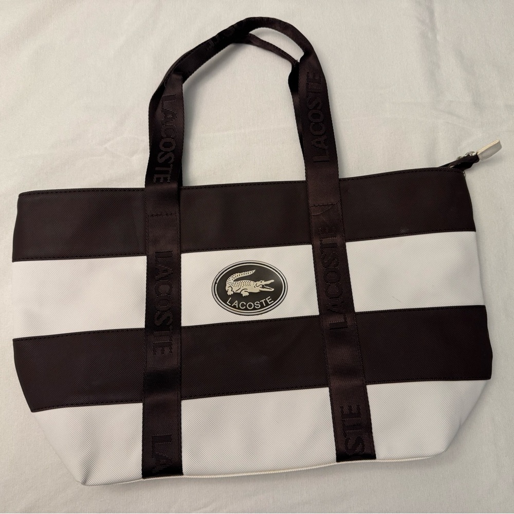 Lacoste black and white tote bag